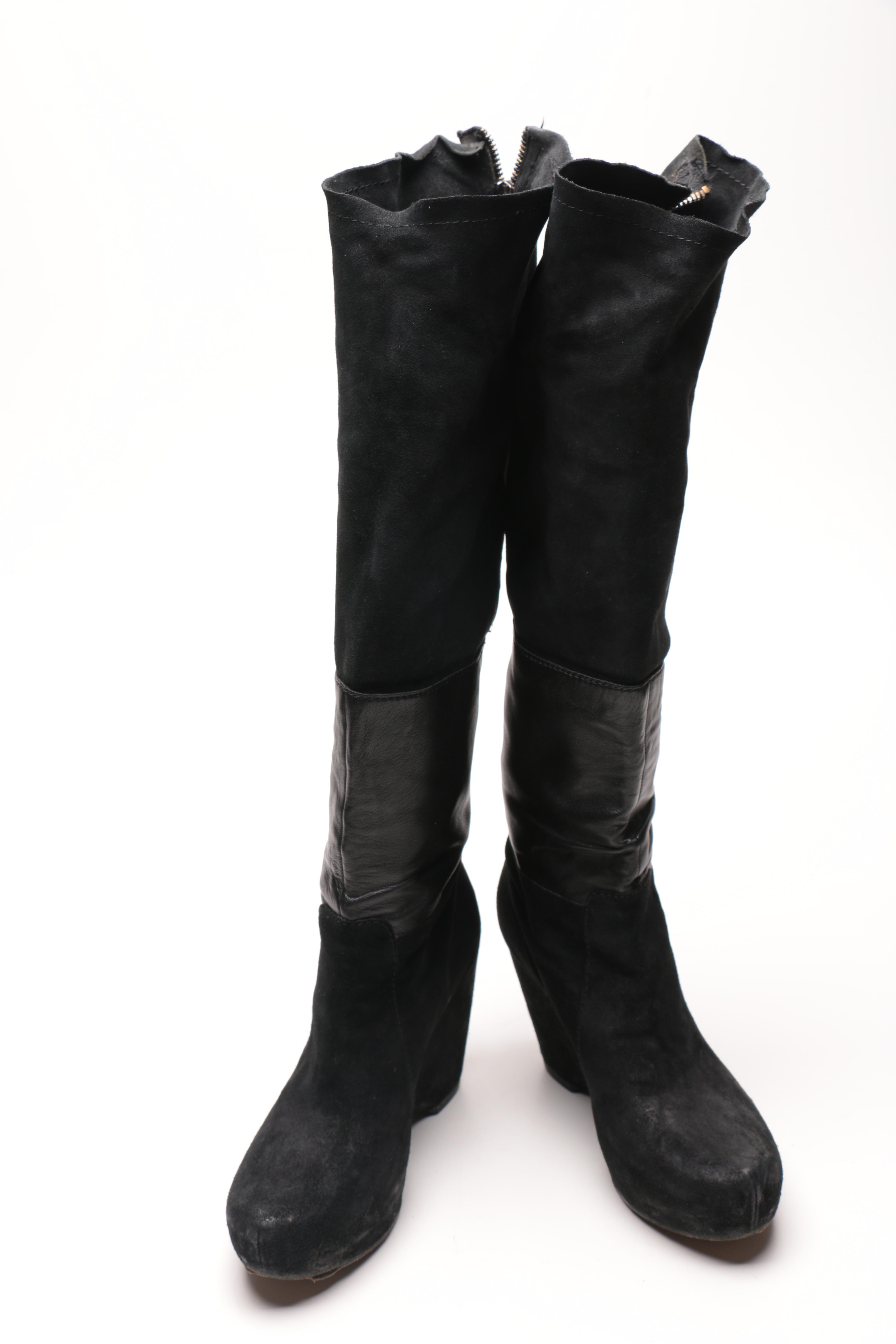 Three Pairs of Black Leather Ankle Boots Including Vera Wang Lavender