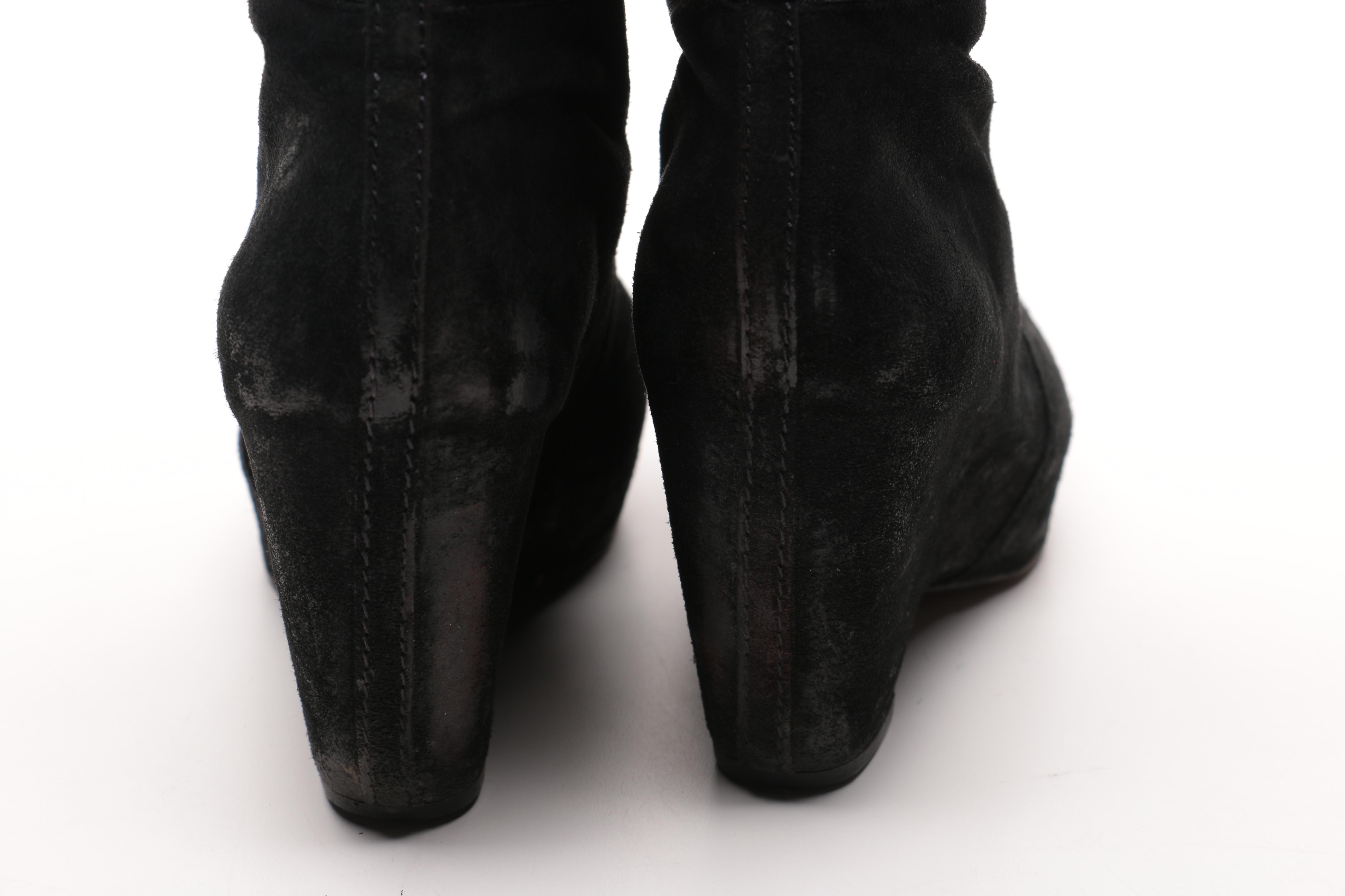 Three Pairs of Black Leather Ankle Boots Including Vera Wang Lavender