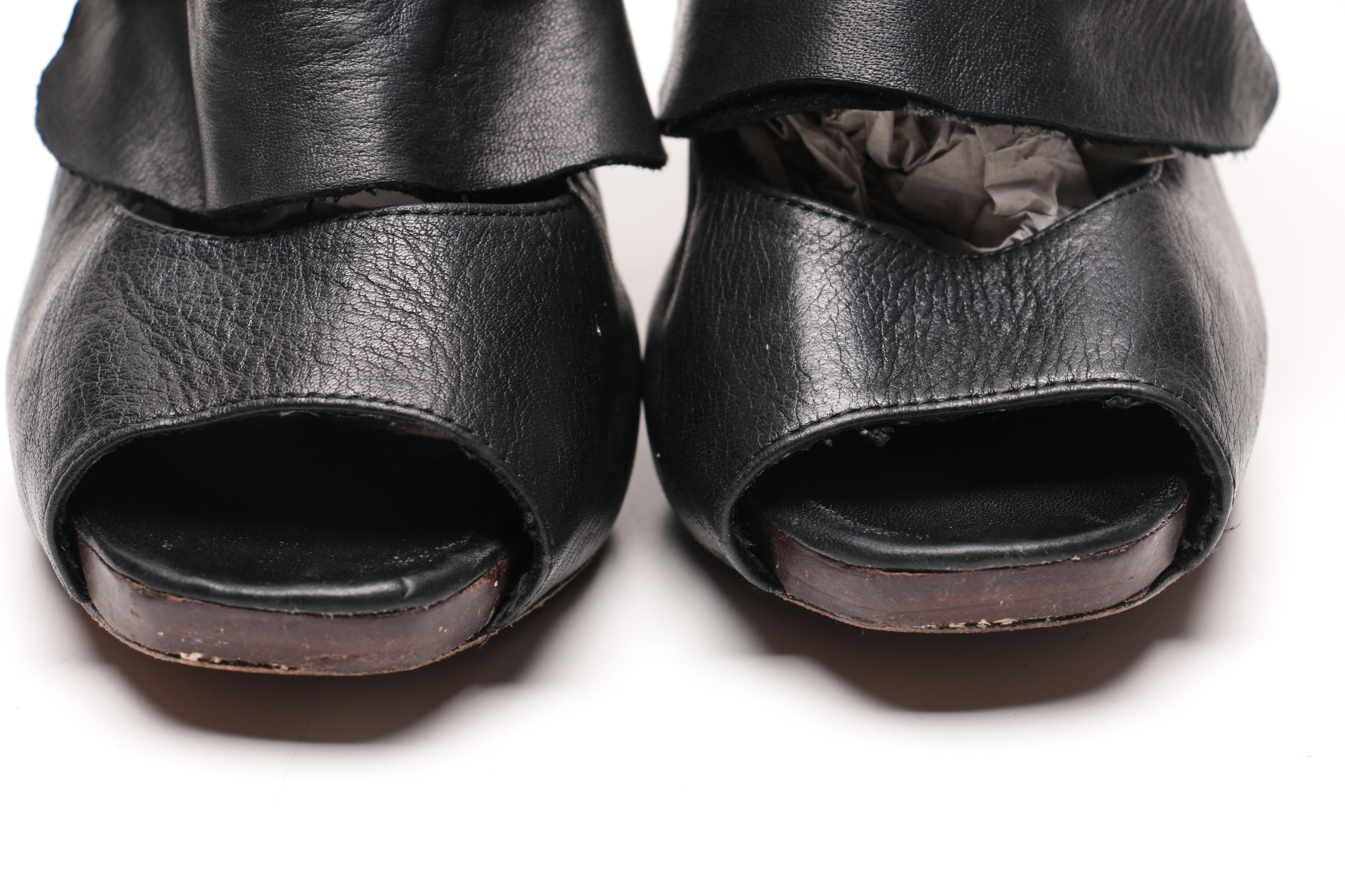 Three Pairs of Black Leather Ankle Boots Including Vera Wang Lavender