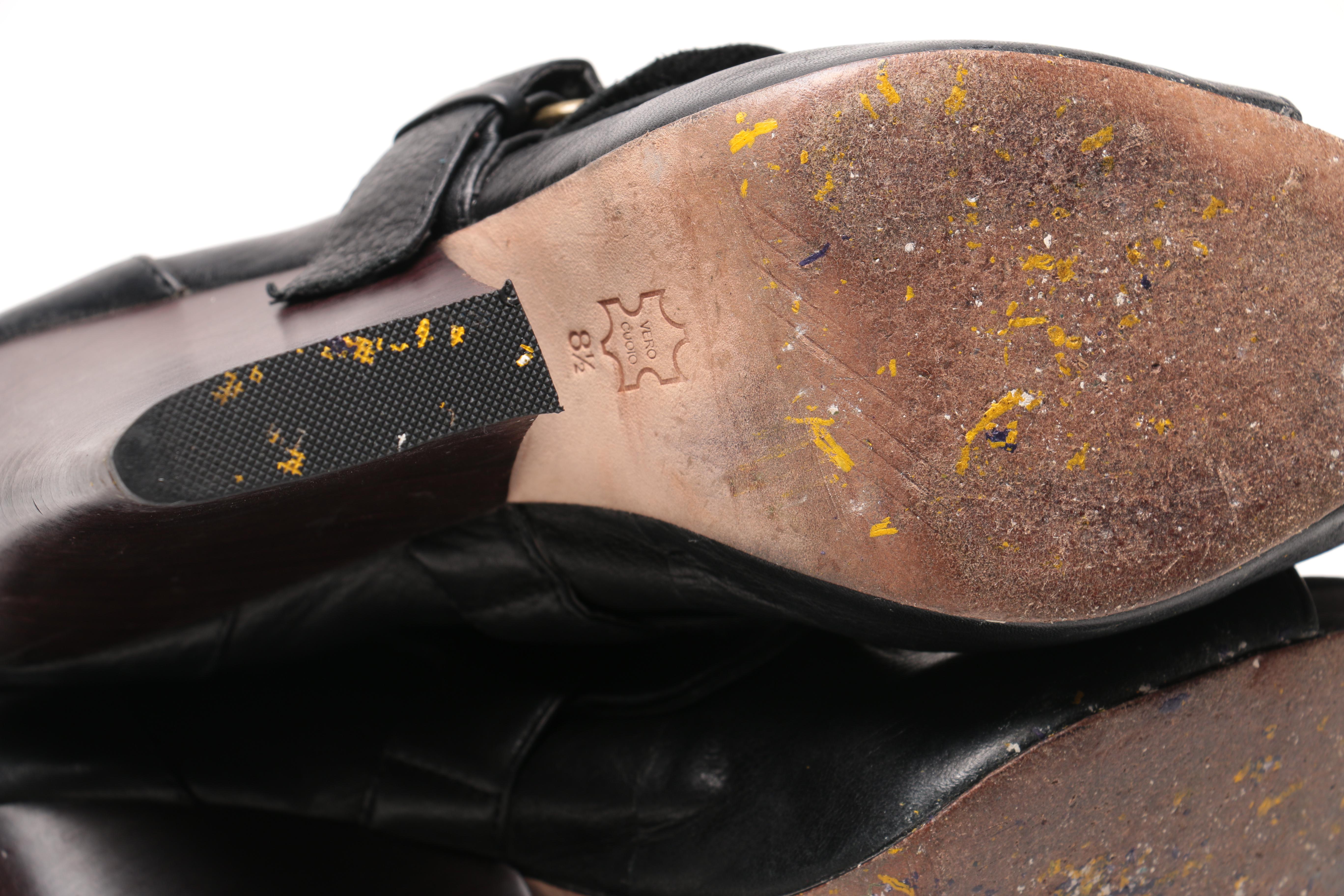 Three Pairs of Black Leather Ankle Boots Including Vera Wang Lavender