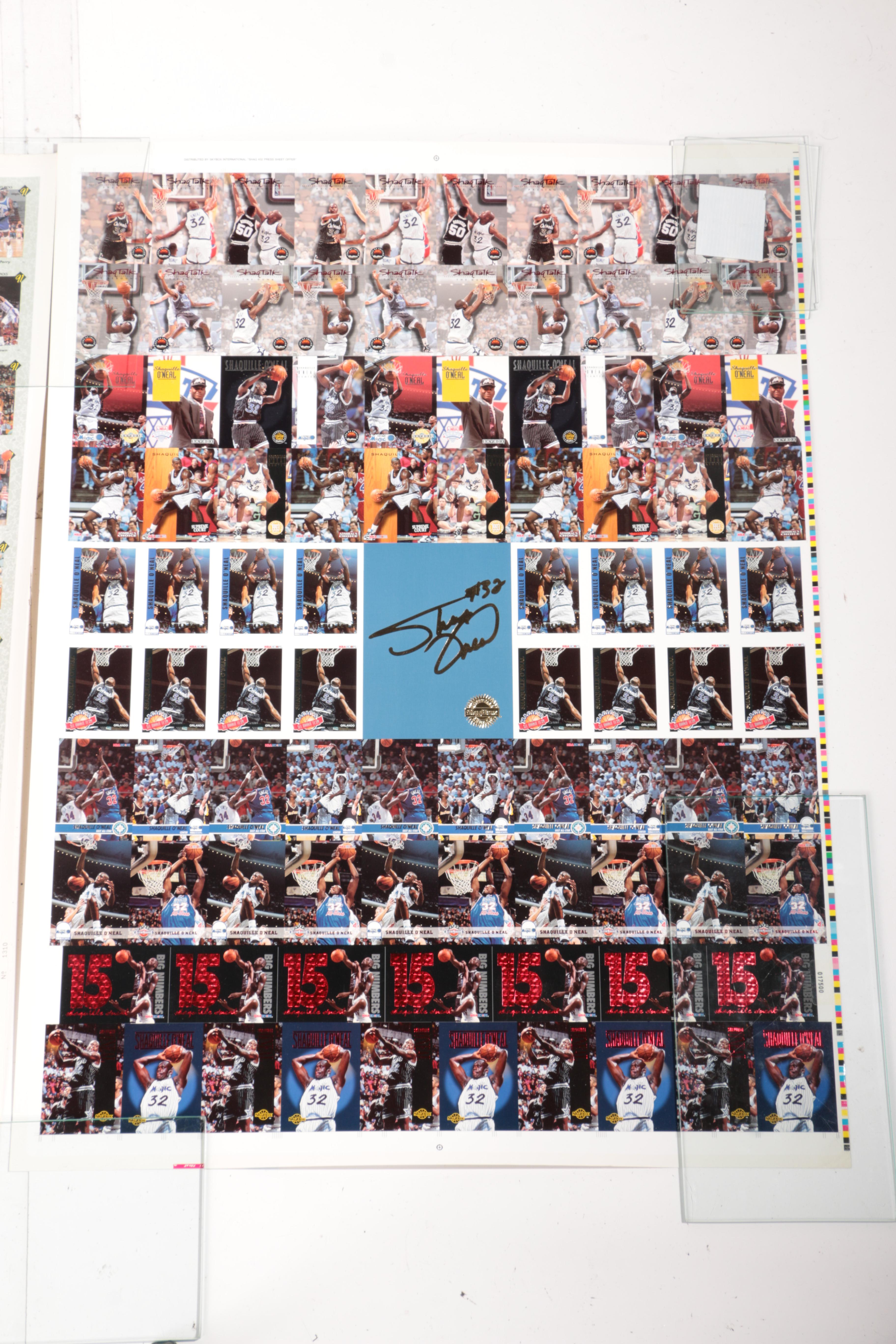 Classic Basketball Trading Card Press Sheets and Plaque Featuring Shaq