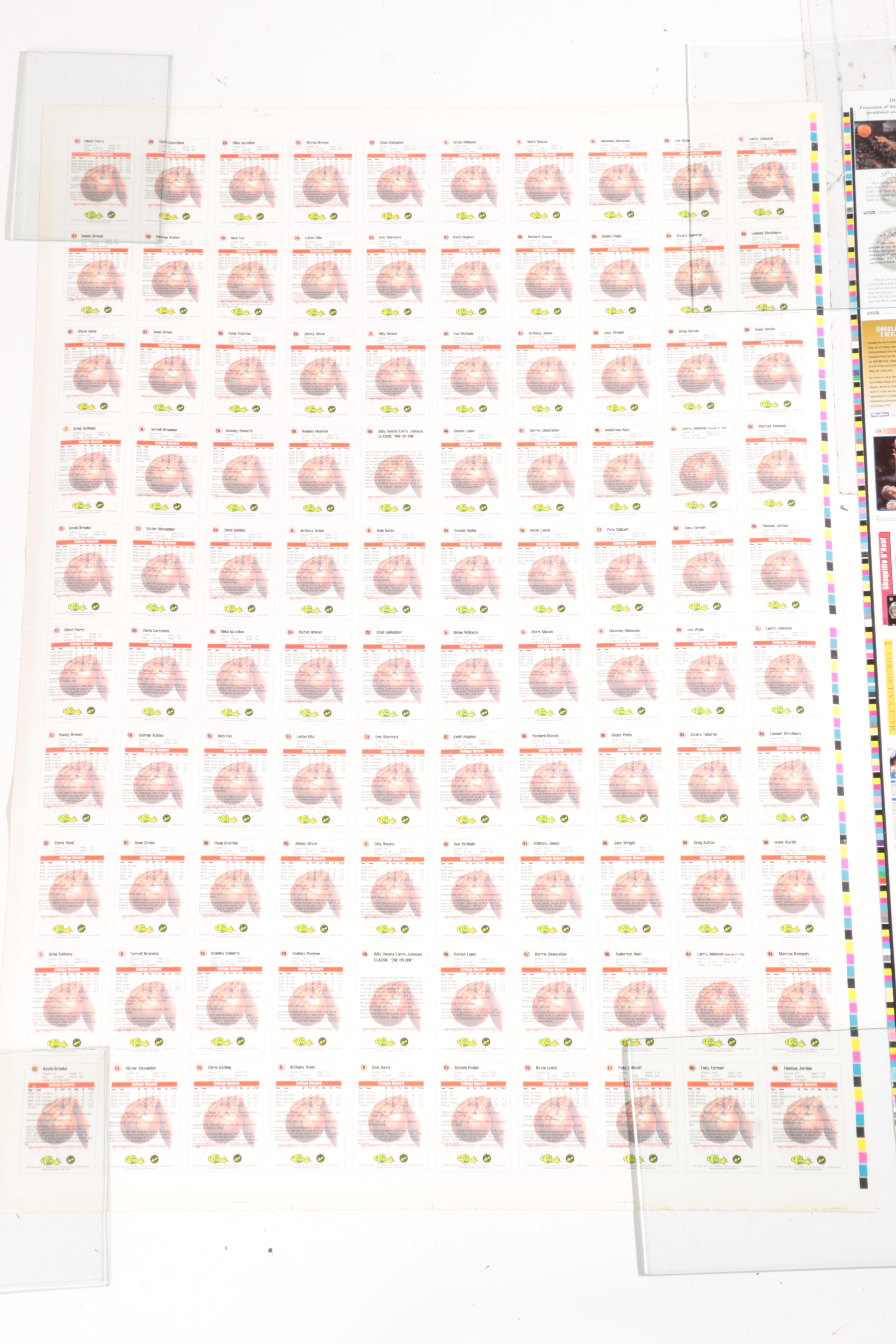 Classic Basketball Trading Card Press Sheets and Plaque Featuring Shaq