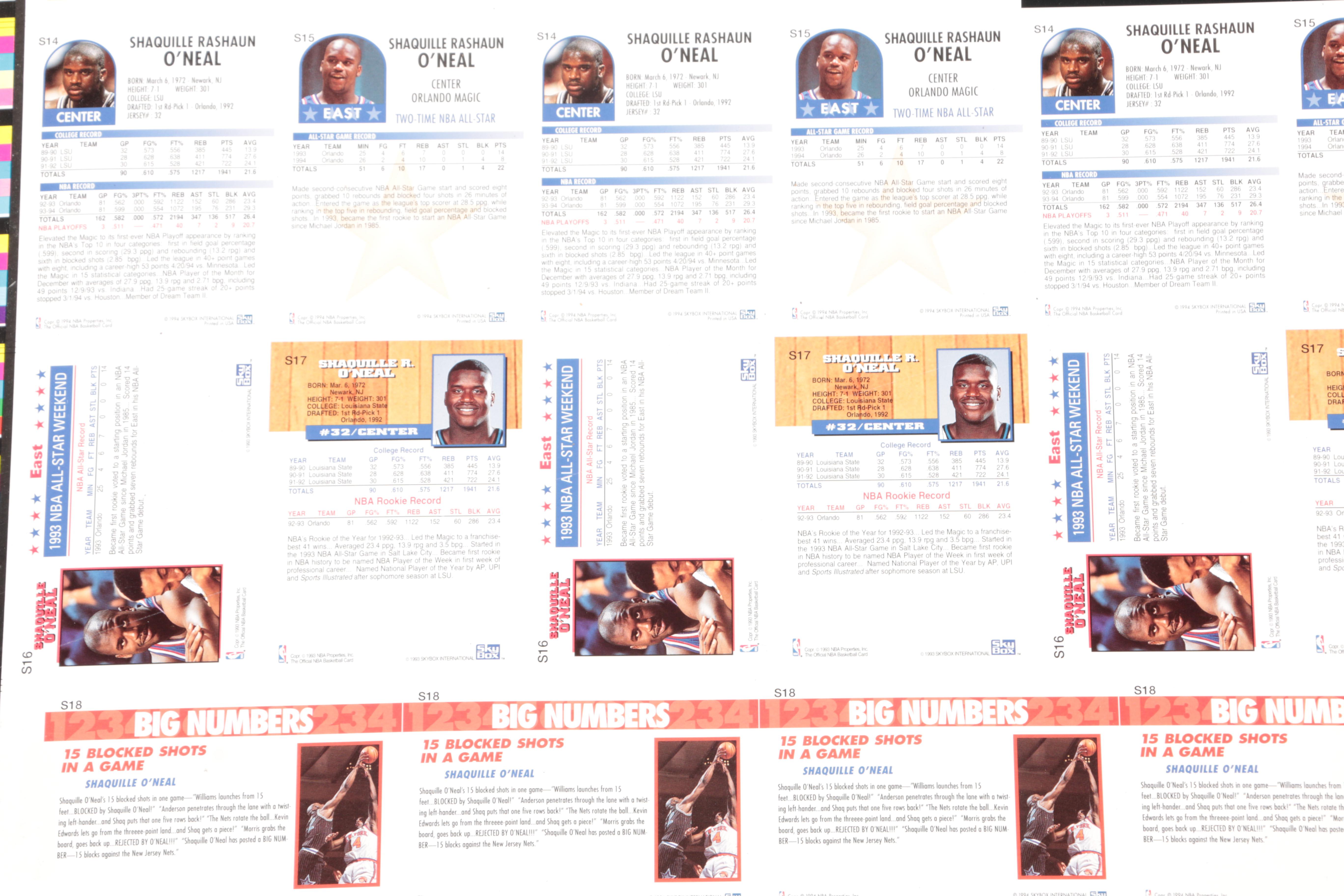 Classic Basketball Trading Card Press Sheets and Plaque Featuring Shaq