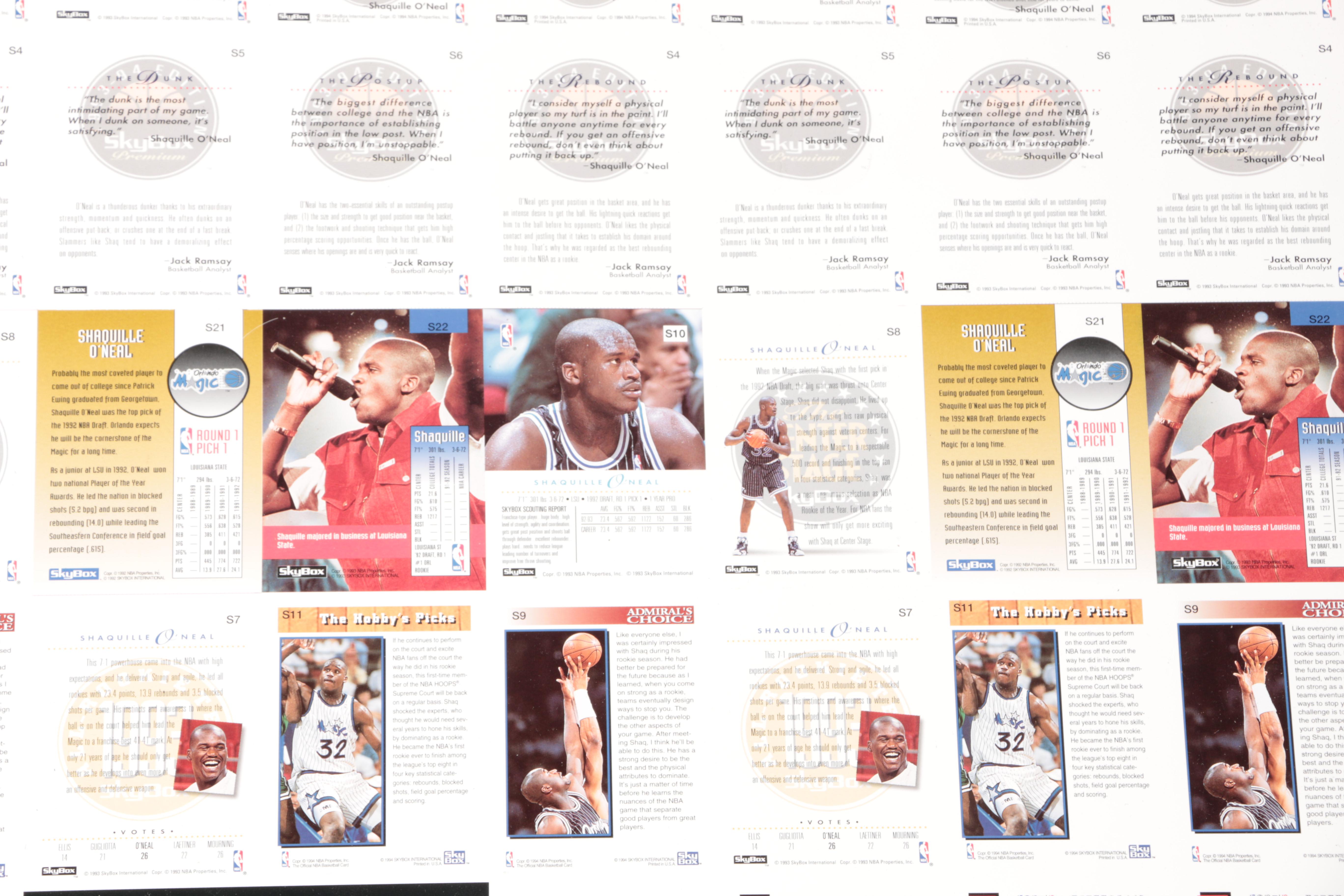 Classic Basketball Trading Card Press Sheets and Plaque Featuring Shaq