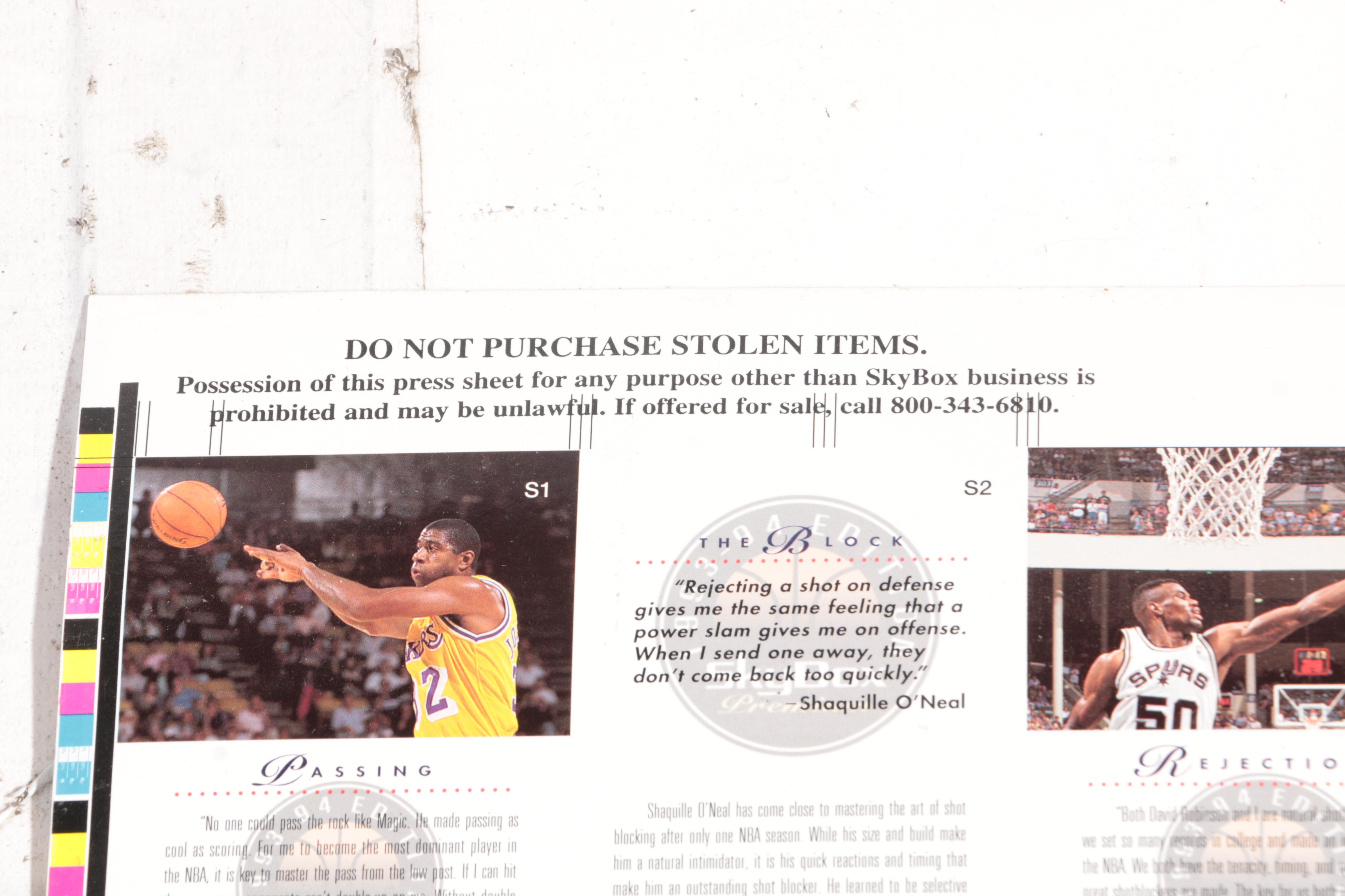 Classic Basketball Trading Card Press Sheets and Plaque Featuring Shaq