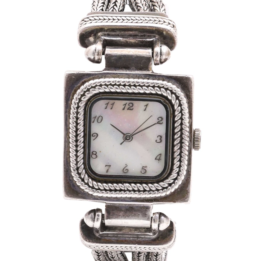 Stainless Steel Mother of Pearl Wristwatch