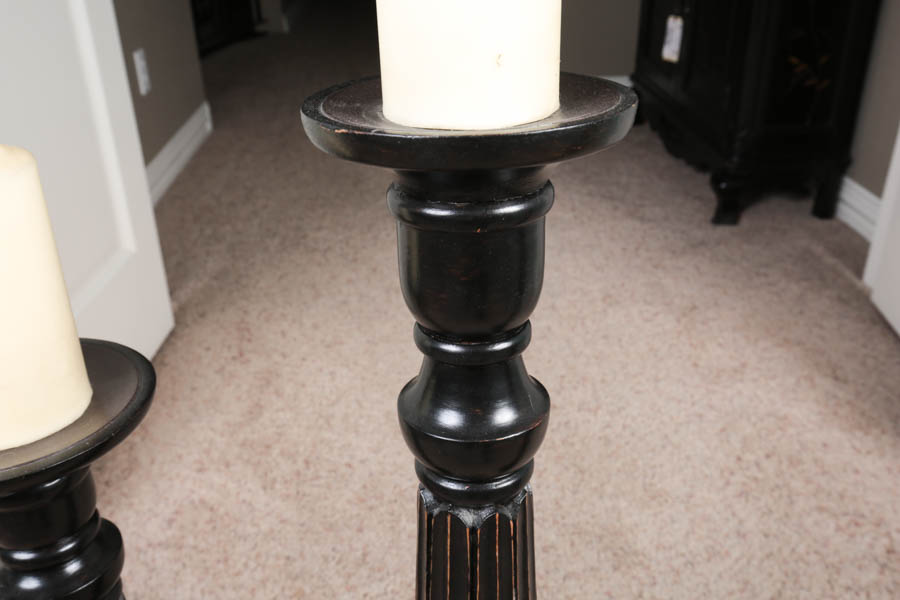 Group of Wood Pillar Candle Stands