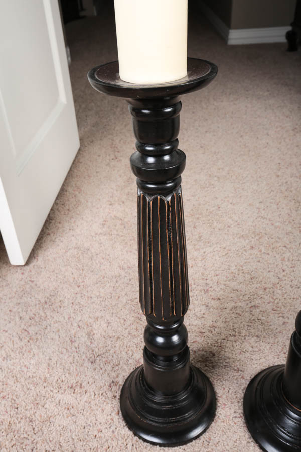 Group of Wood Pillar Candle Stands
