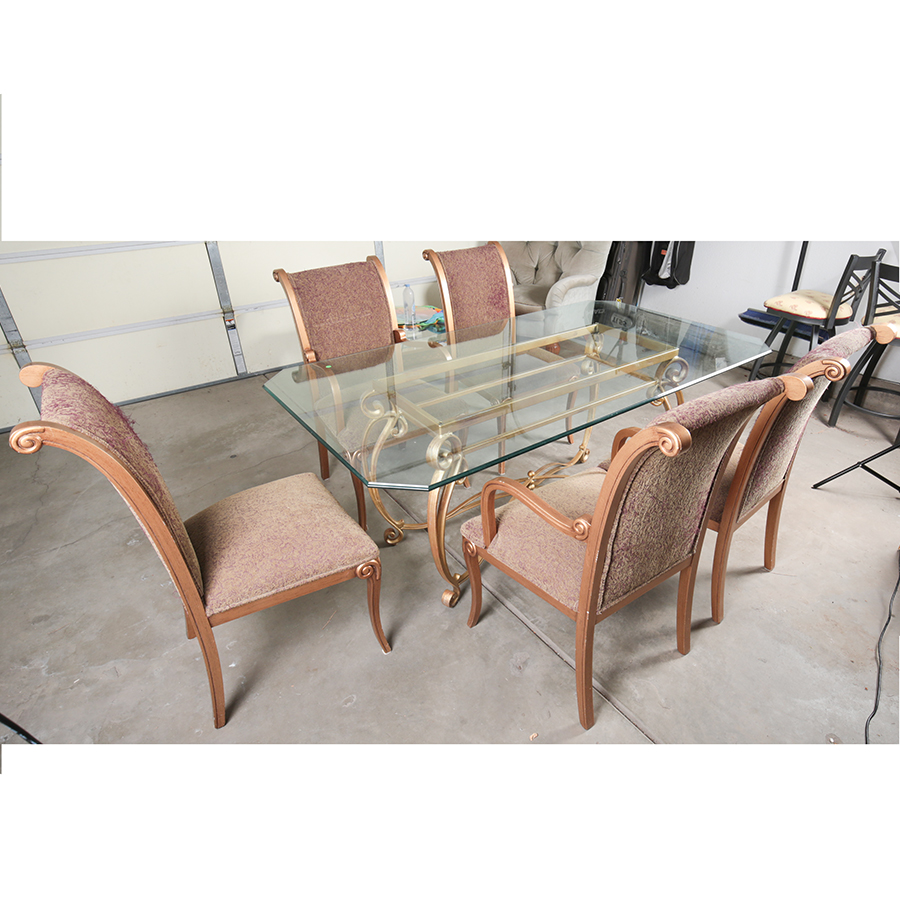 Glass Top Dining Table and Chairs