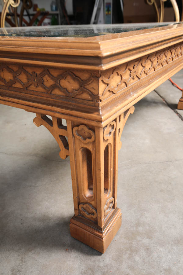 Contemporary Chinese Chippendale Style Glass Top Coffee Table