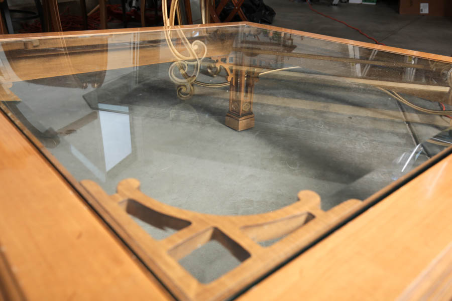 Contemporary Chinese Chippendale Style Glass Top Coffee Table