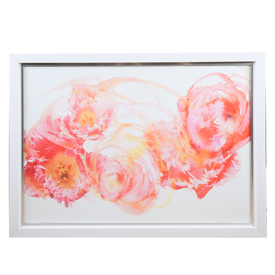 Offset Lithograph of Abstract Pink Flowers