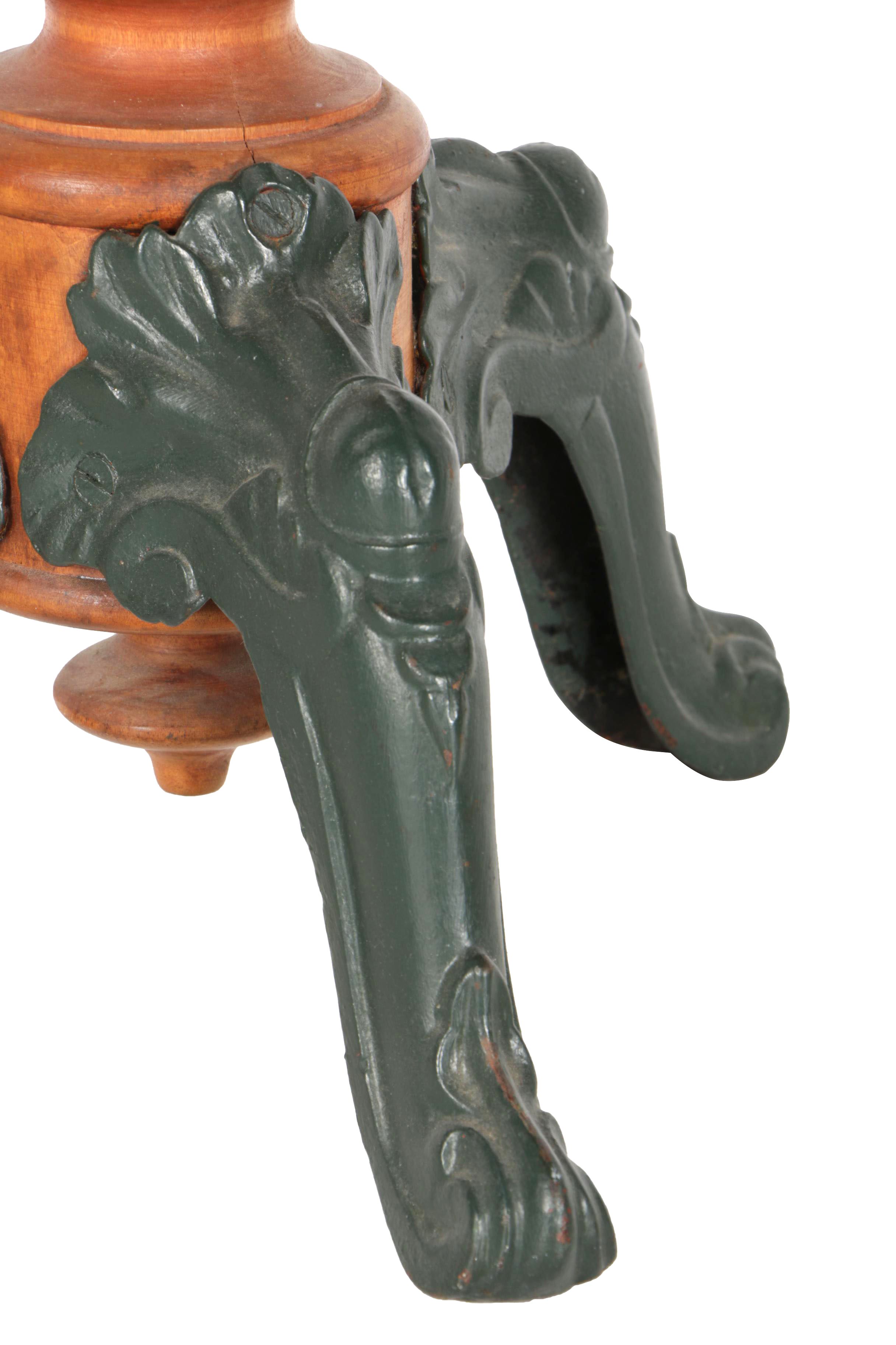 Antique Piano Stool With Cast Iron Legs