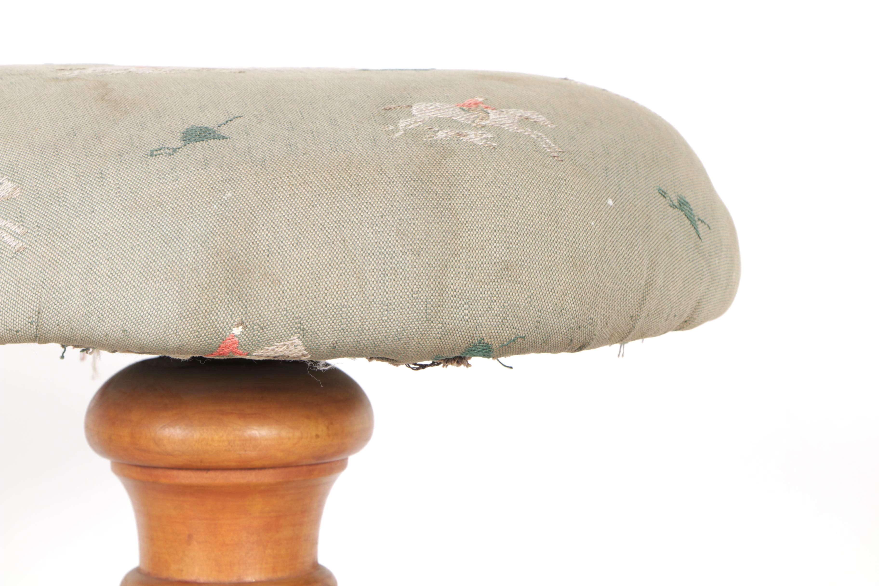 Antique Piano Stool With Cast Iron Legs