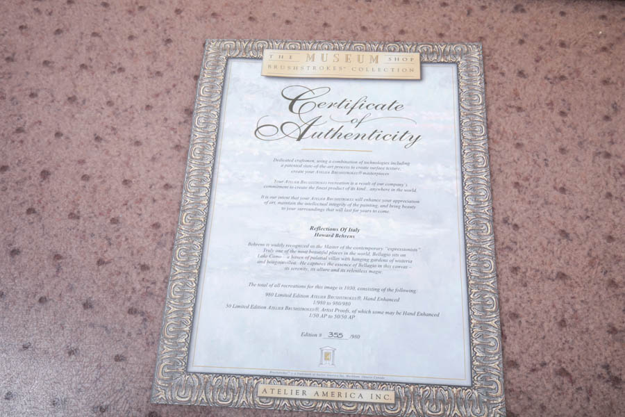 Howard Behrens Limited Edition Reproduction Oil Painting "Reflections of Italy"