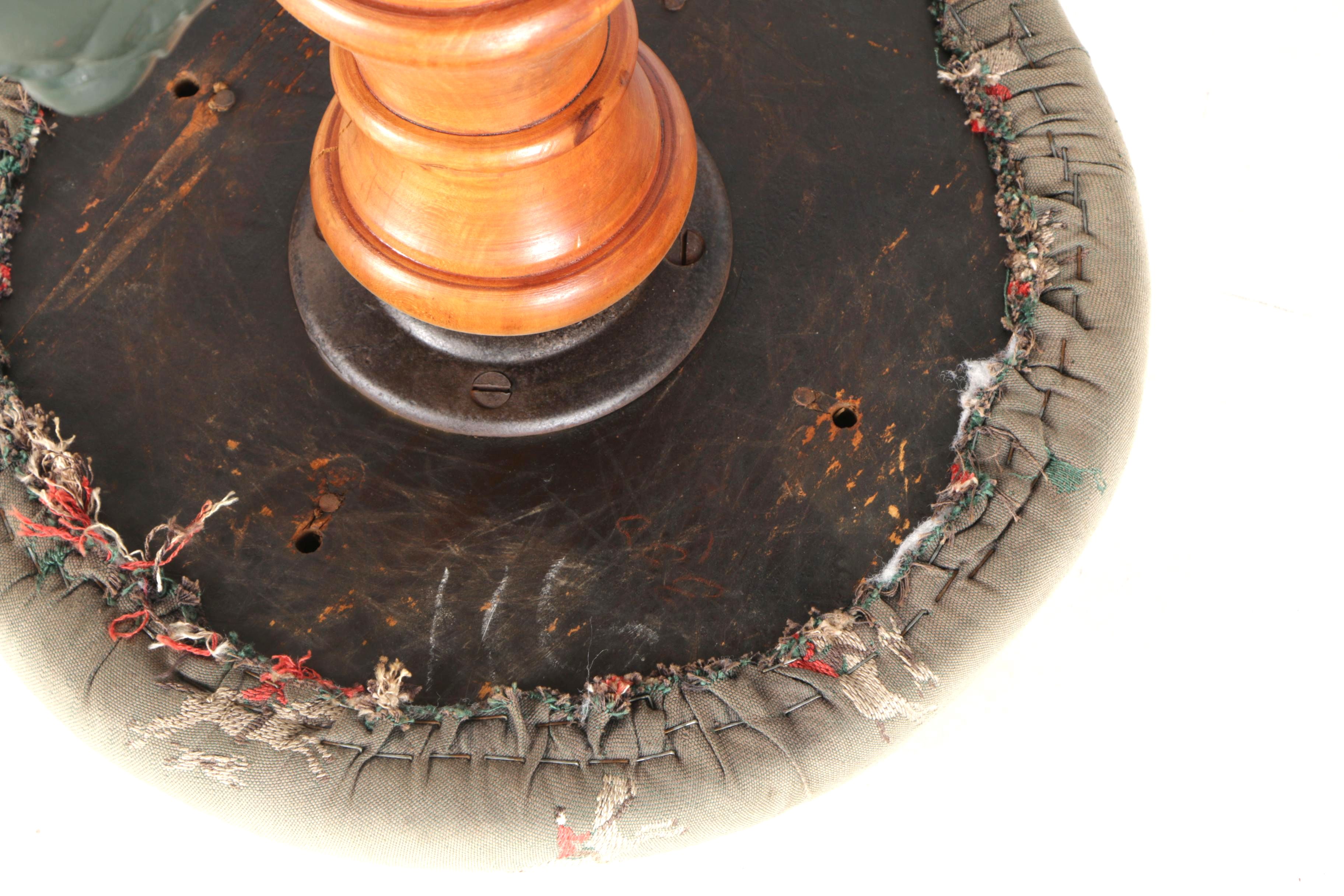 Antique Piano Stool With Cast Iron Legs