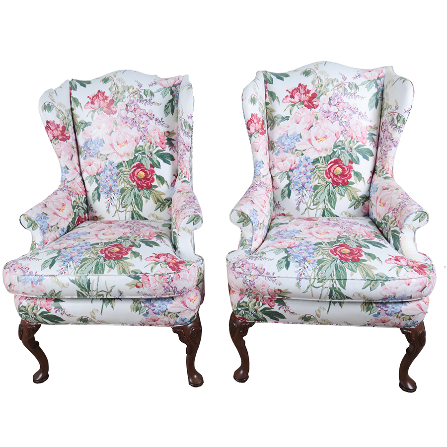 Matching Pair of Upholstered Sherrill Armchairs