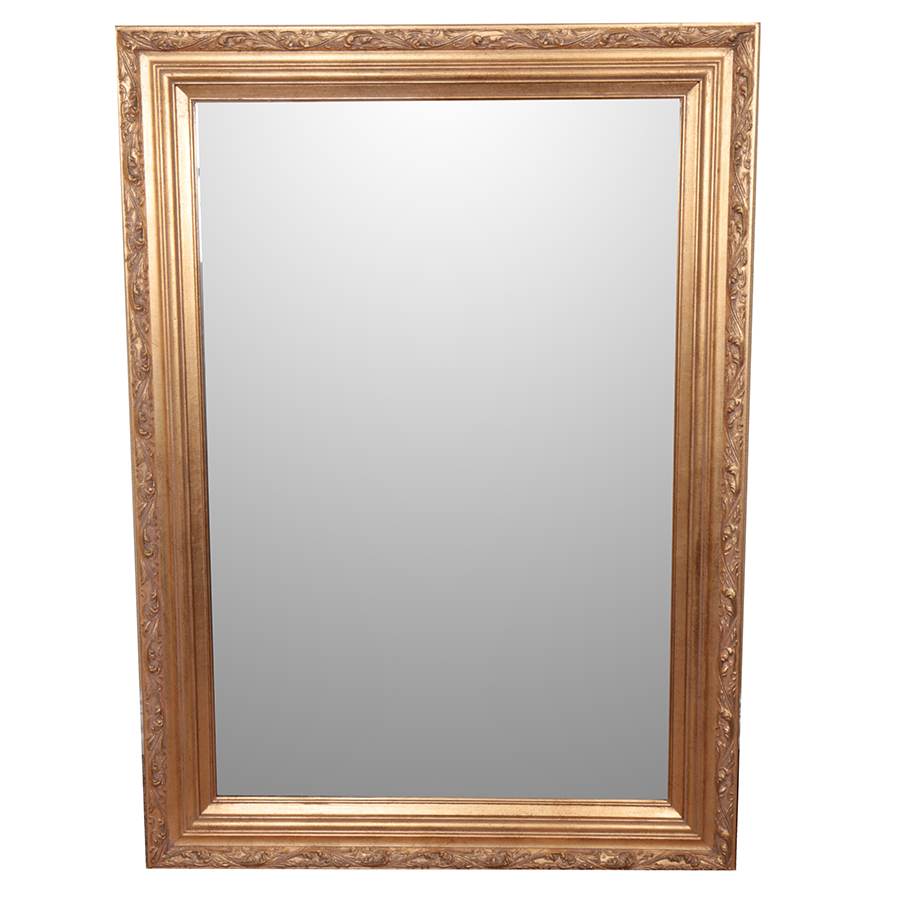 Beveled Wall Mirror with Ornate Gilded Frame