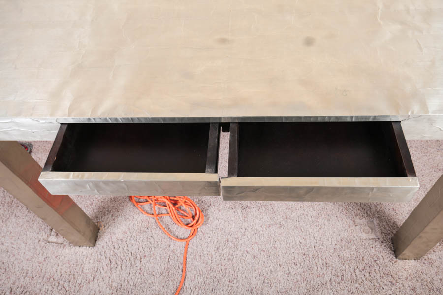 Contemporary Silver Tone Table