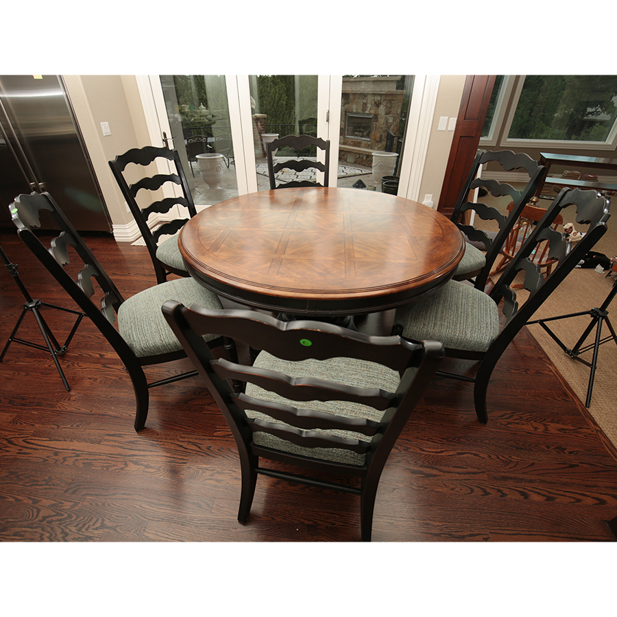 Round Dining Table and Six Chairs