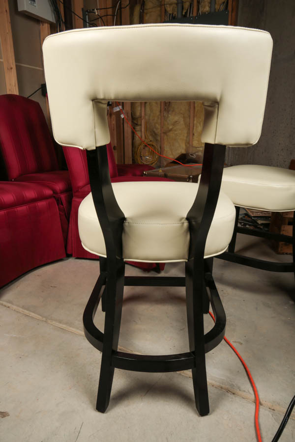 Four Black and Cream Faux Leather Bar Stools