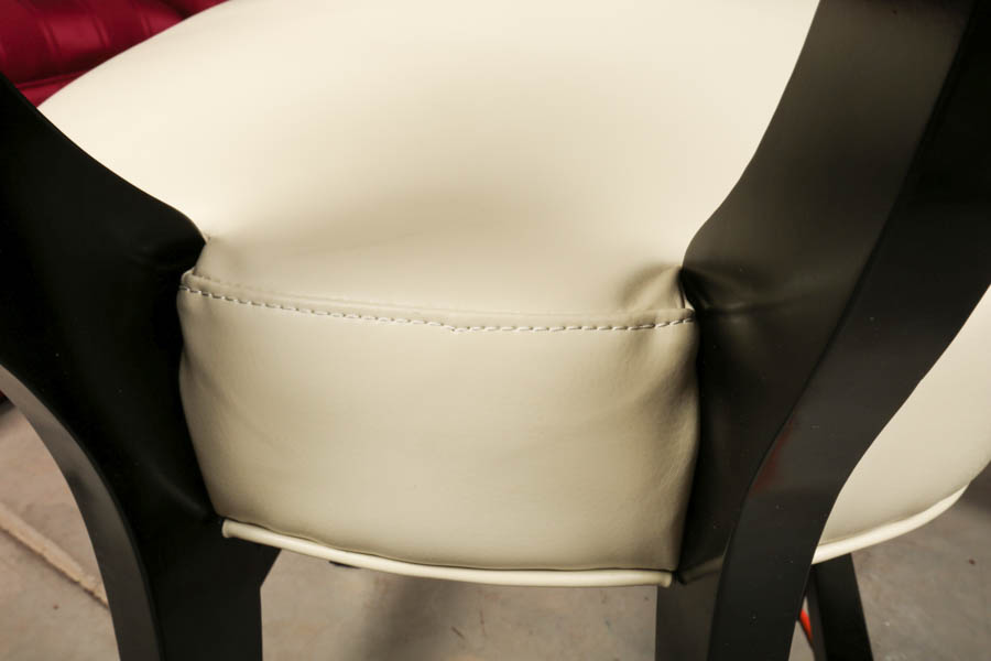 Four Black and Cream Faux Leather Bar Stools