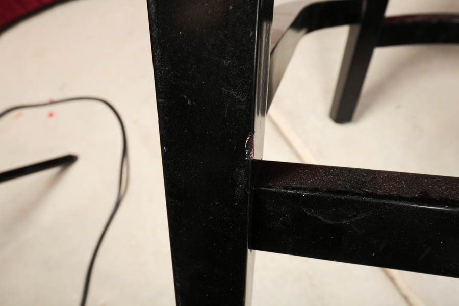 Four Black and Cream Faux Leather Bar Stools