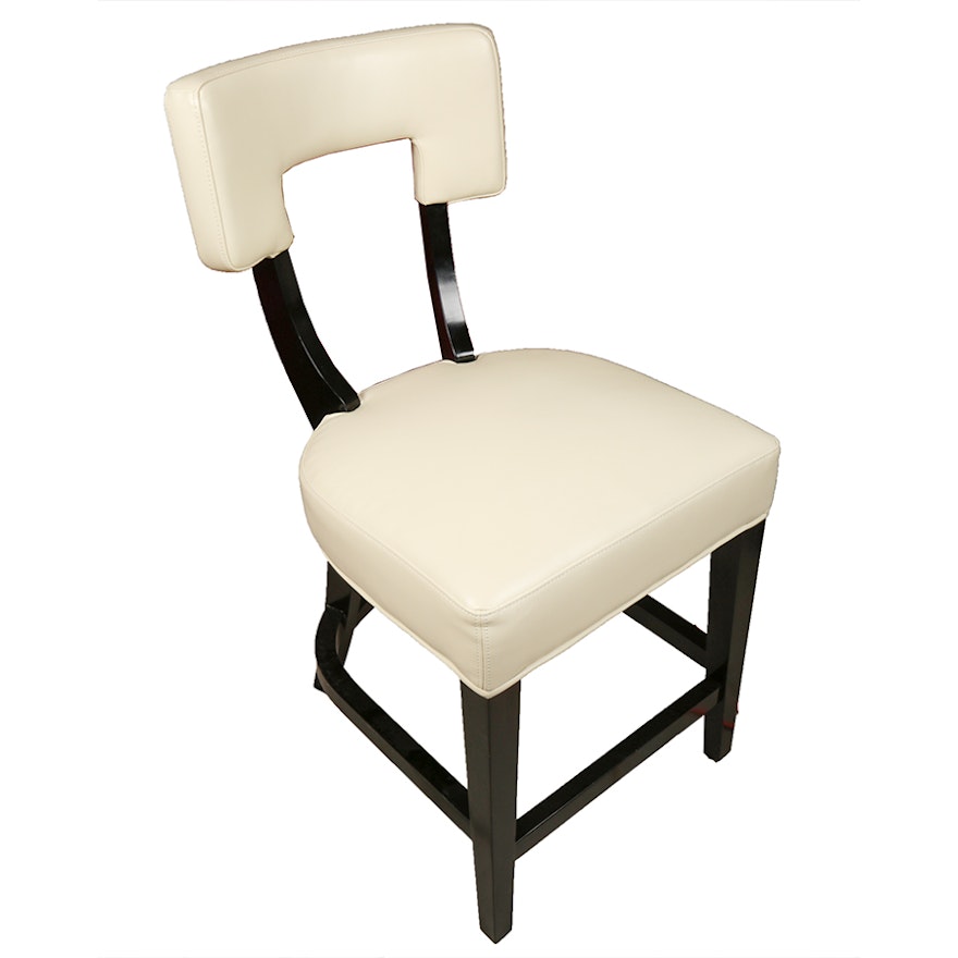 Four Black and Cream Faux Leather Bar Stools