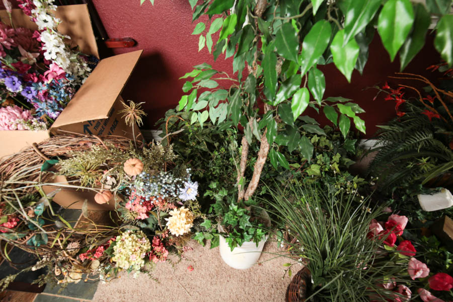 Generous Collection of Faux Plants, Potted Trees and Floral Arrangements