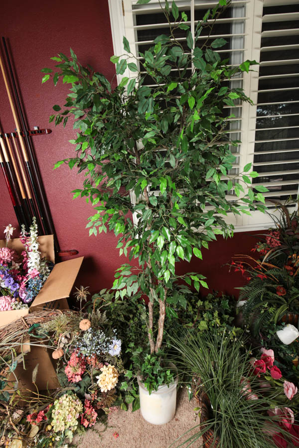 Generous Collection of Faux Plants, Potted Trees and Floral Arrangements