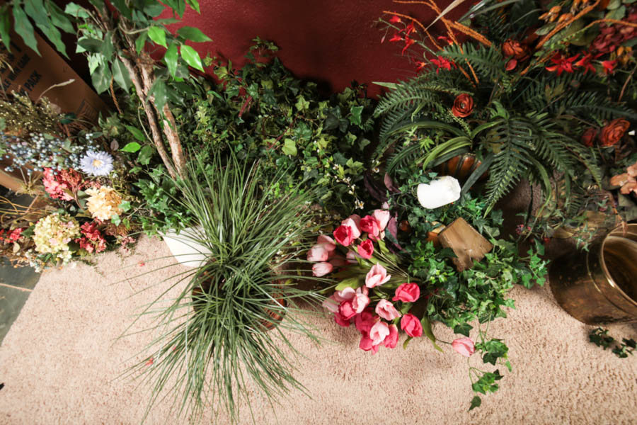 Generous Collection of Faux Plants, Potted Trees and Floral Arrangements