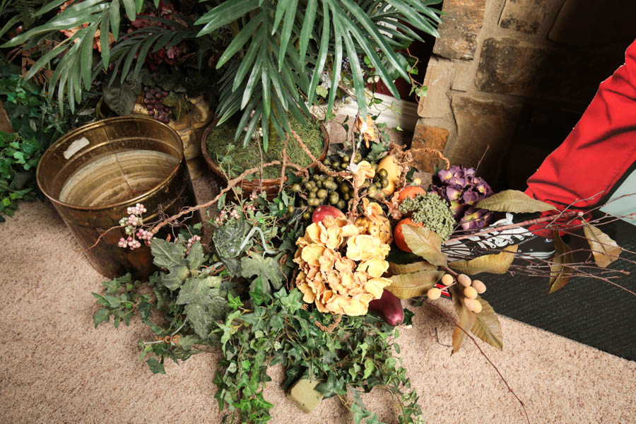 Generous Collection of Faux Plants, Potted Trees and Floral Arrangements