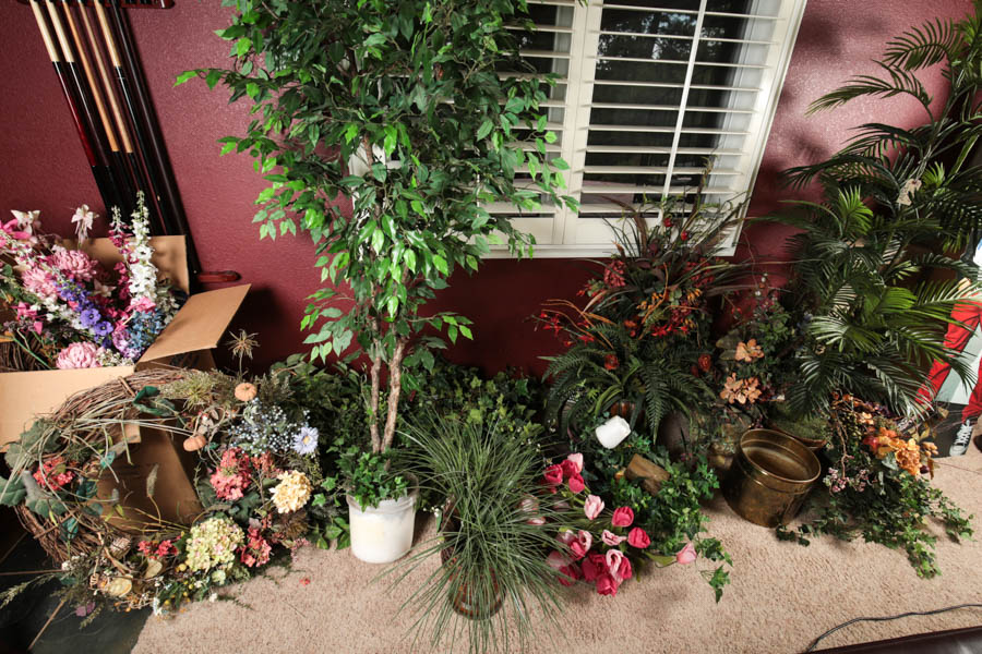 Generous Collection of Faux Plants, Potted Trees and Floral Arrangements
