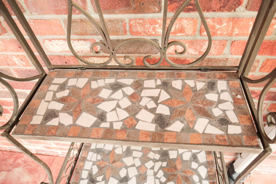 Metal and Mosaic Tile Plant Stand