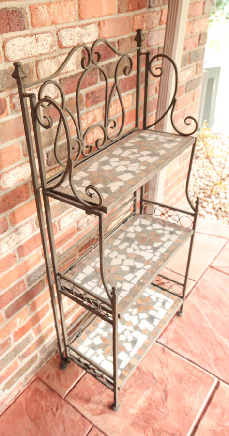 Metal and Mosaic Tile Plant Stand