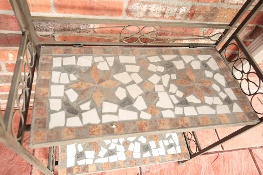 Metal and Mosaic Tile Plant Stand