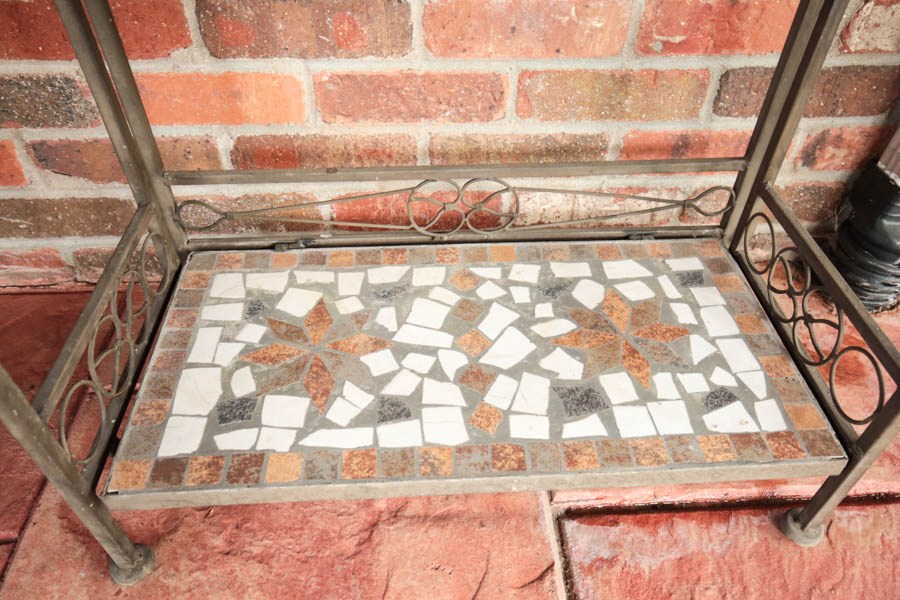 Metal and Mosaic Tile Plant Stand