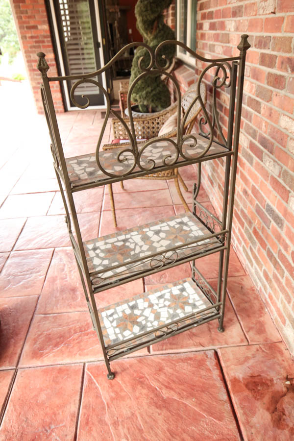Metal and Mosaic Tile Plant Stand