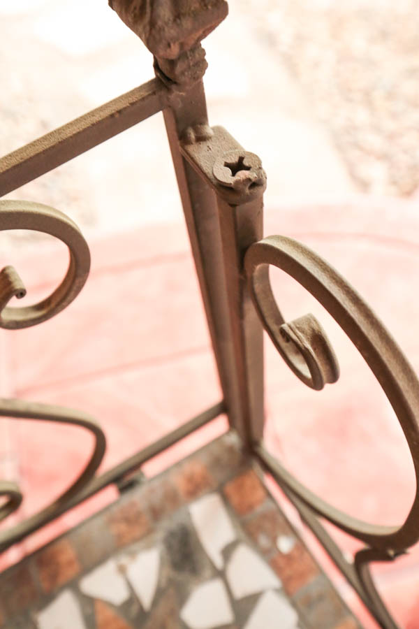 Metal and Mosaic Tile Plant Stand