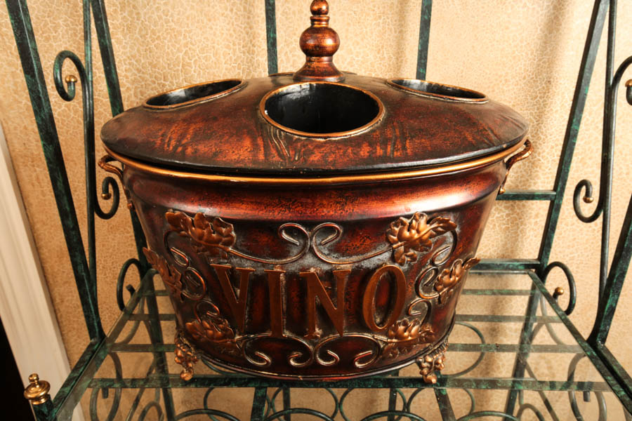 Metal and Glass Wine Stand and Folding Wood Wine Rack