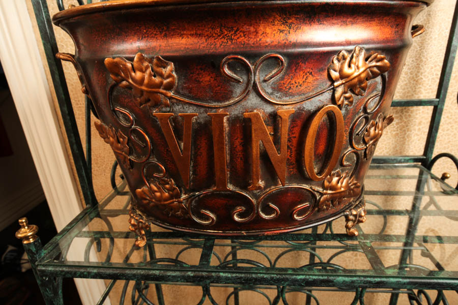 Metal and Glass Wine Stand and Folding Wood Wine Rack