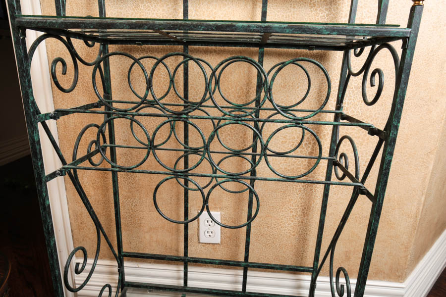 Metal and Glass Wine Stand and Folding Wood Wine Rack