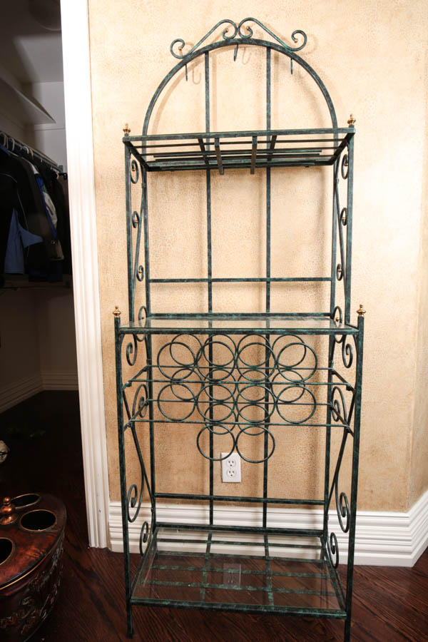 Metal and Glass Wine Stand and Folding Wood Wine Rack