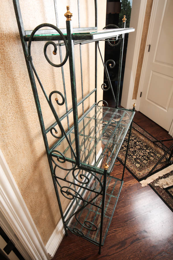 Metal and Glass Wine Stand and Folding Wood Wine Rack