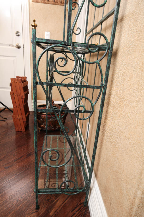 Metal and Glass Wine Stand and Folding Wood Wine Rack