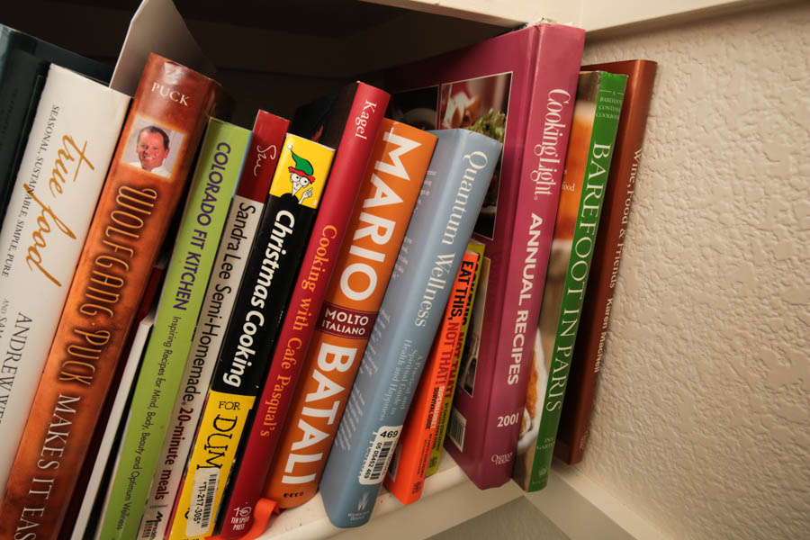 Collection of Cookbooks, Book Stands and More