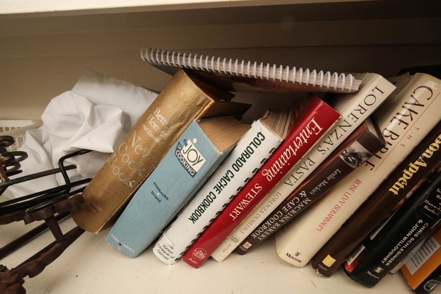 Collection of Cookbooks, Book Stands and More