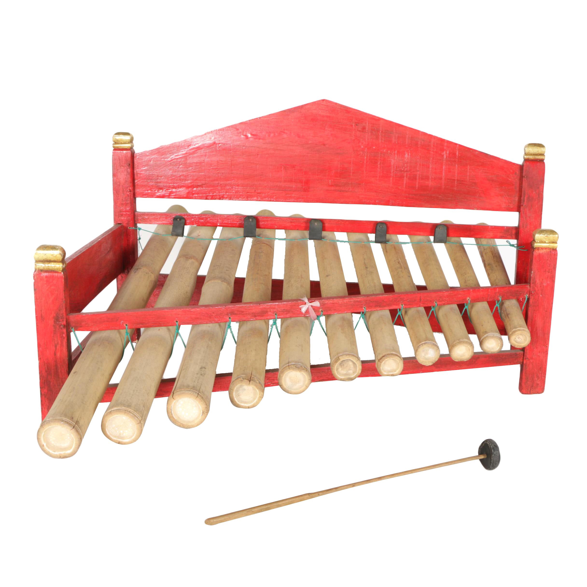 Indonesian Bamboo Key Gamelan Percussion Instrument with Mallet