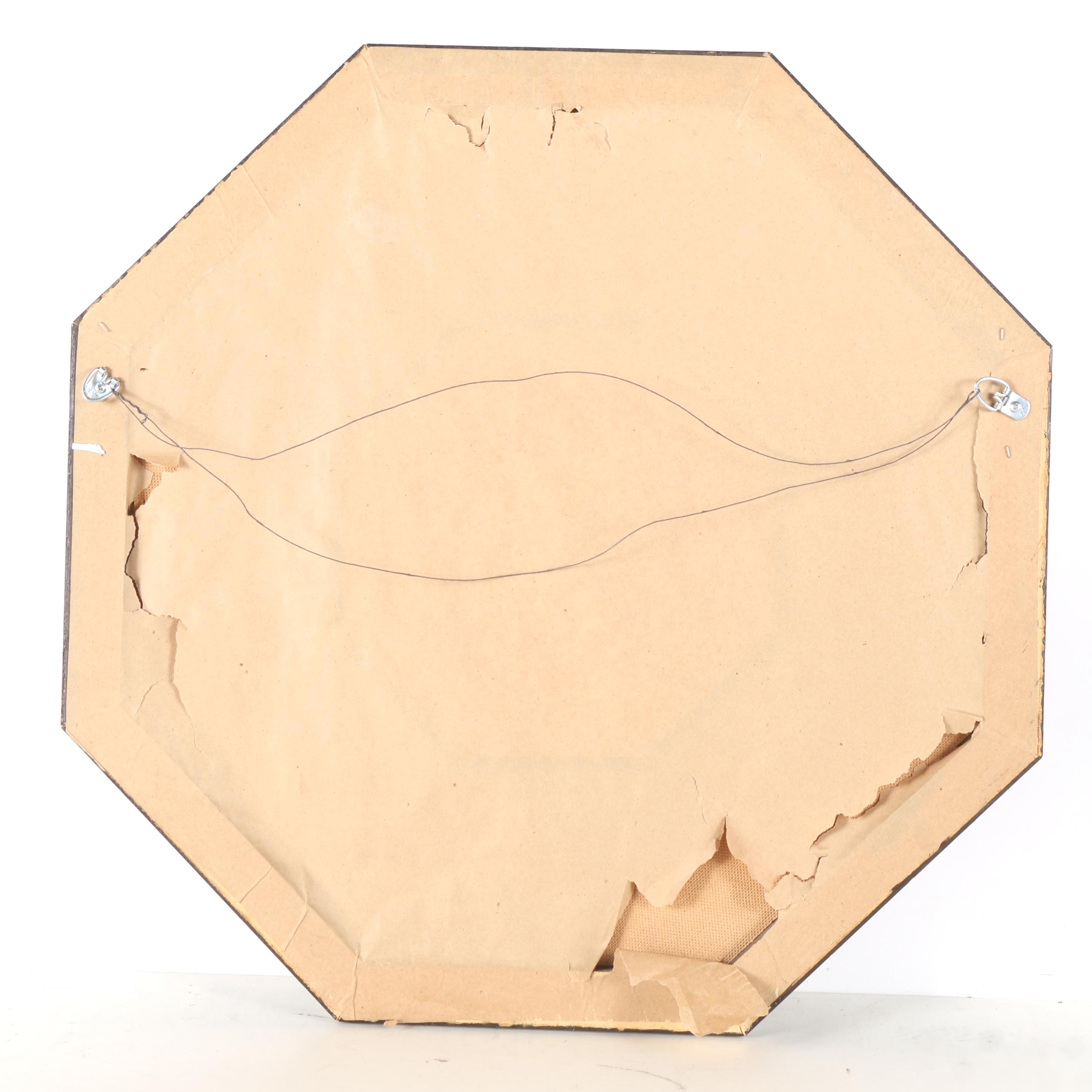 Octagonal Wood And Fabric Wall Mirror