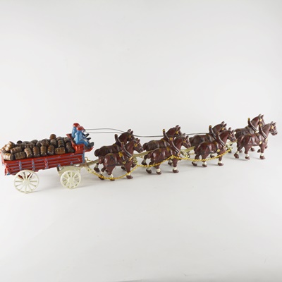 Vintage Clydesdale Horse Team and Wagon Toy
